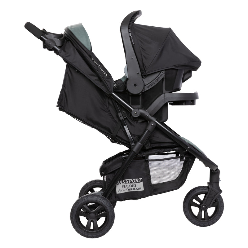 Side view of the Baby Trend Passport Seasons All-Terrain Stroller Travel System with EZ-Lift 35 PLUS Infant Car Seat