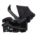 Load image into gallery viewer, Side view of the Baby Trend EZ-Lift 35 PLUS Infant Car Seat and the handle bar rotated forward used as anti-rebound bar for extra safety in car