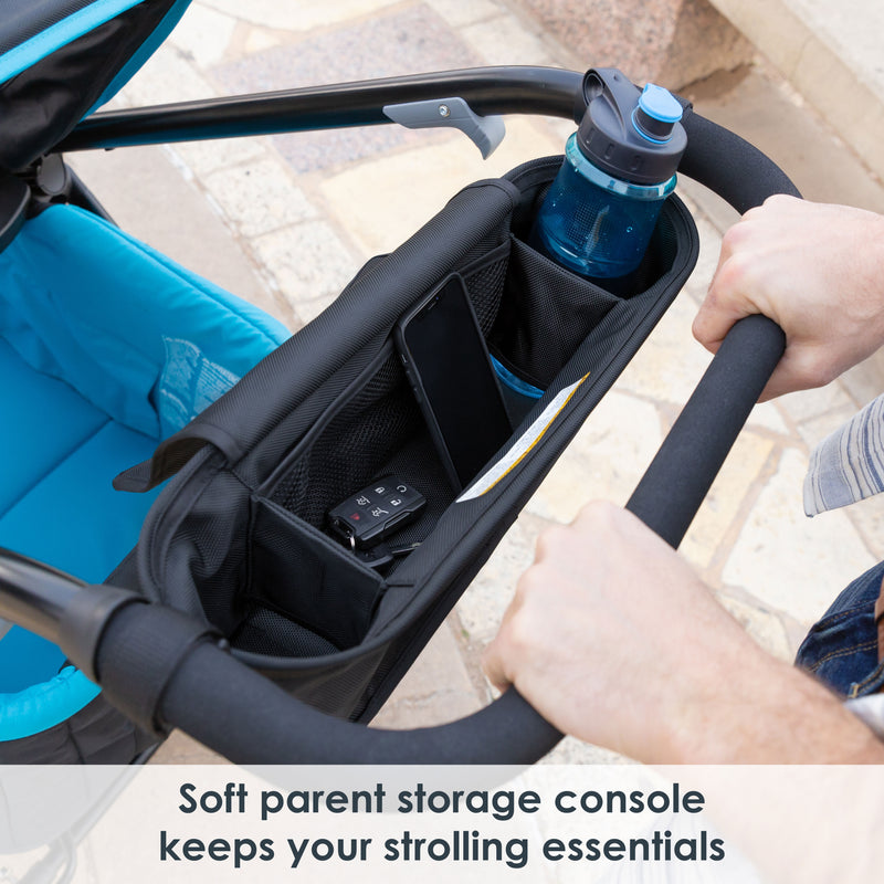 Baby Trend Expedition 2-in-1 Stroller Wagon PLUS with soft parent storage console keeps your strolling essentials