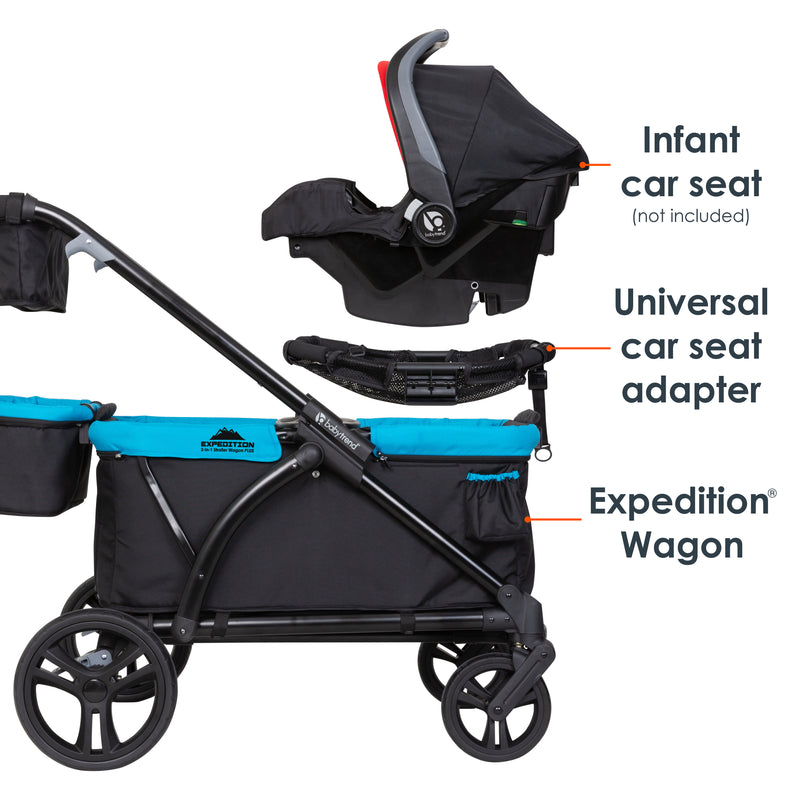 Baby Trend Expedition 2-in-1 Stroller Wagon PLUS Baby Trend Expedition 2-in-1 Stroller Wagon PLUS includes universal infant car seat adapter
