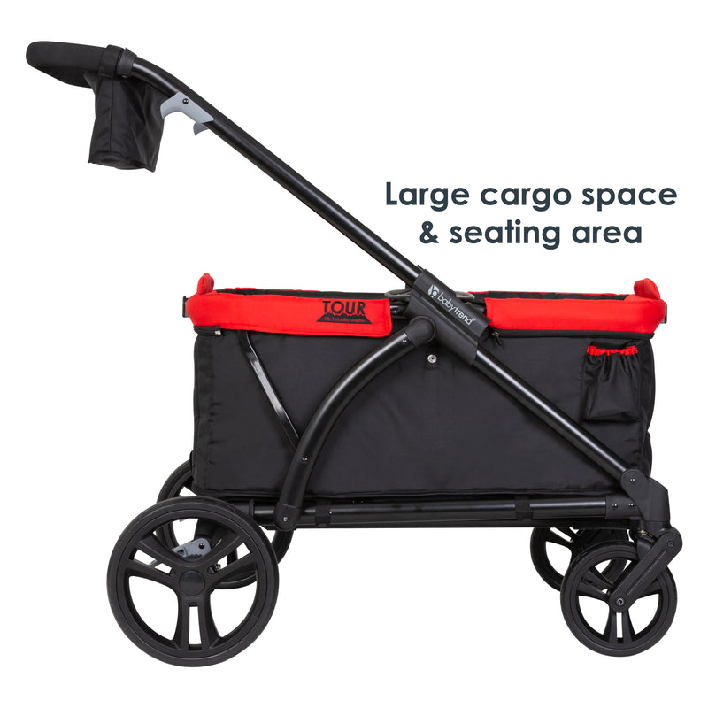 Baby Trend Tour 2-in-1 Stroller Wagon has large cargo space and seating area