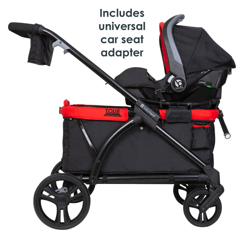 toddler and infant stroller with car seat Baby Trend Tour 2-in-1 Stroller Wagon, Mars Red