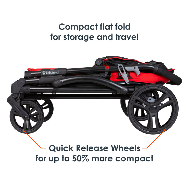 Baby Trend Tour 2-in-1 Stroller Wagon compact flat fold for storage and travel with quick release wheels for up to 50 percent more compact