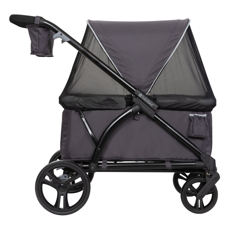 Baby Trend Expedition 2-in-1 Stroller Wagon side view with canopy and mesh cover
