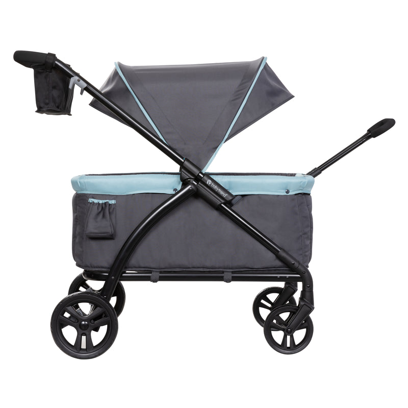 Baby Trend Tour LTE 2-in-1 Stroller Wagon side view of pull handle, push handle, and canopy