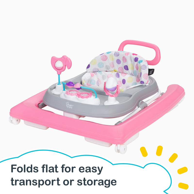 Folds flat for easy transport or storage of the Smart Steps Trend PLUS 2-in-1 Walker with Deluxe Toys