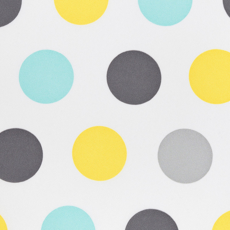Baby Trend yellow, teal, and grey circle pattern fashion fabric