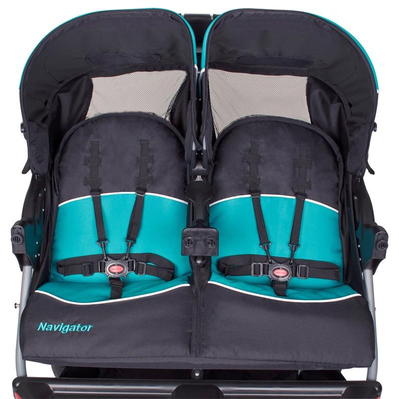 Front view of the two Baby Trend Navigator Double Jogger Stroller seats