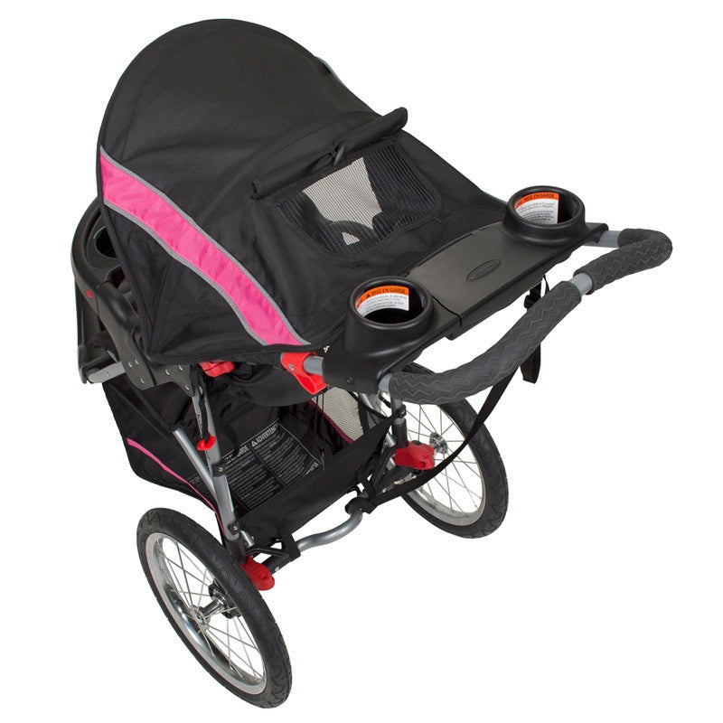 Top view of the Baby Trend Expedition Jogger stroller with peek-a-boo window on the canopy