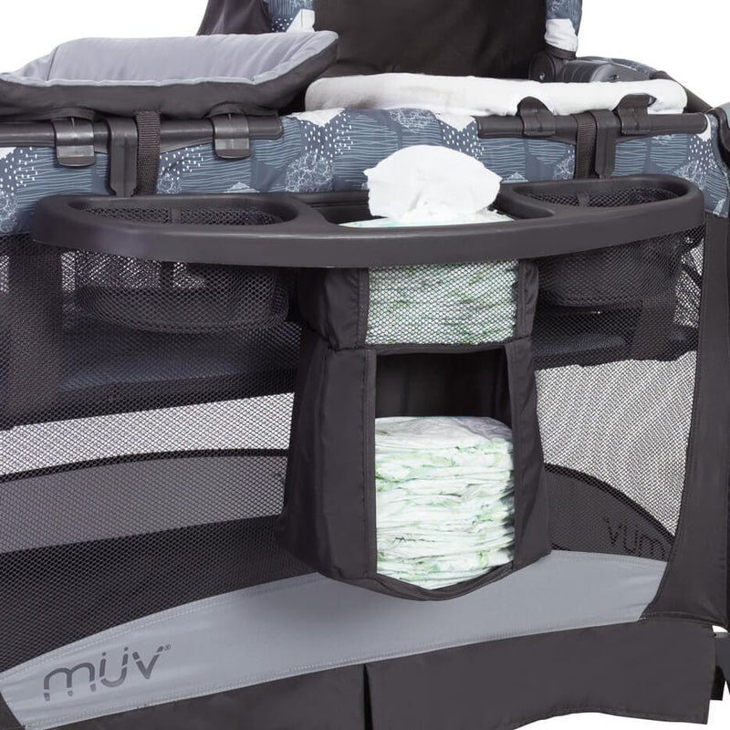 Parents deluxe organizer is included with the MUV by Baby Trend Custom Grow Nursery Center Playard