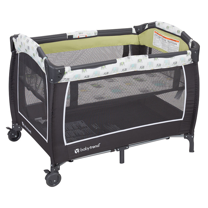 Removable full-size bassinet is included with the Baby Trend Lil' Snooze Deluxe II Nursery Center Playard