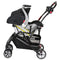 Baby Trend Snap-N-Go FX Universal Infant Car Seat Carrier Stroller side view with the car seat on the stroller