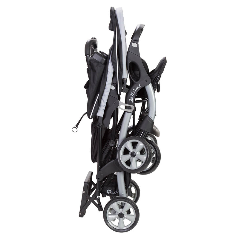 Baby Trend Sit N' Stand Double Stroller is folded