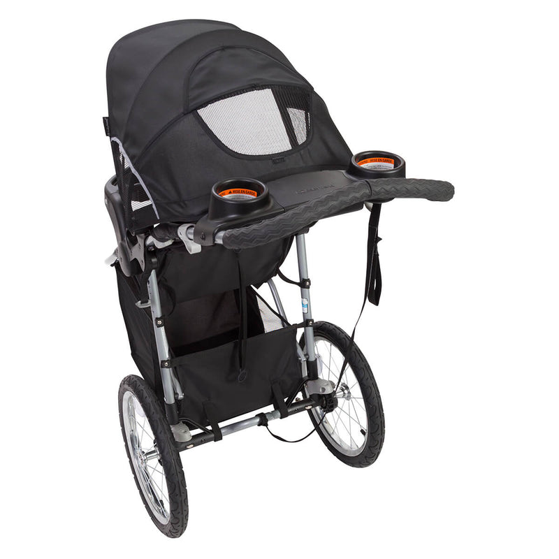 Child canopy has a peek-a-boo window on the Baby Trend Cityscape Plus Jogger Stroller Travel System